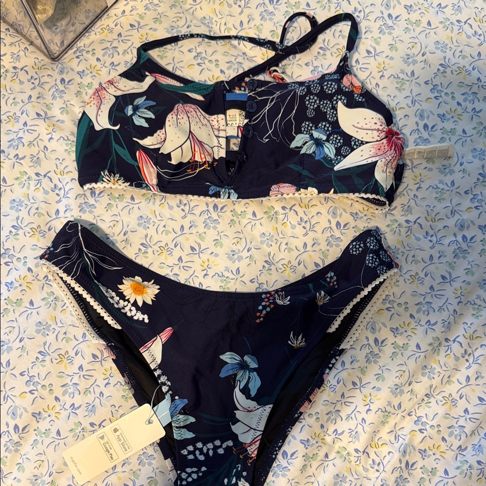Floral Navy Bikini Set